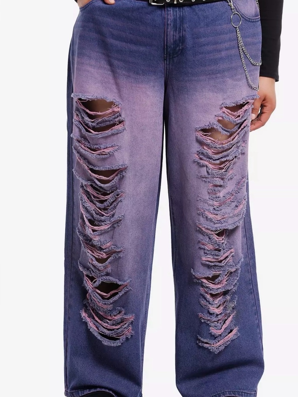 Hot Topic Purple Wash Destructed Girls Wide Leg Jeans Plus Size
